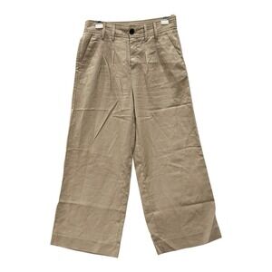 Banana Republic Wide Leg Ankle Career Pants Women 6 Relax High Rise Beige Tan